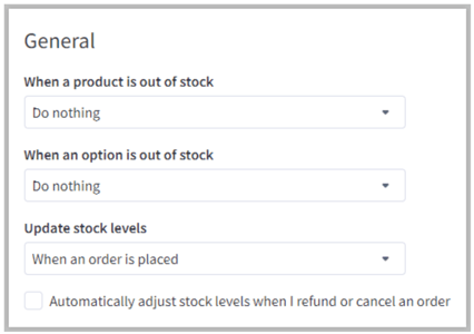 BigCommerce Inventory Settings 