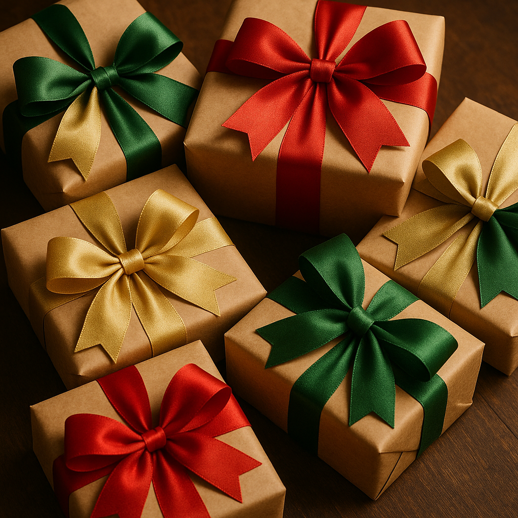 photographic Packages with christmas bows