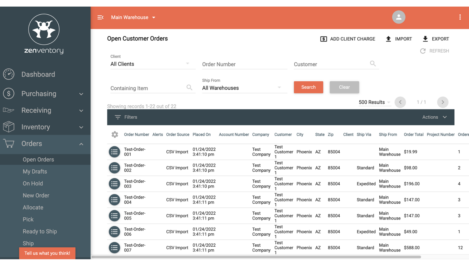 Customer Orders Screenshot Customer Orders Screenshot