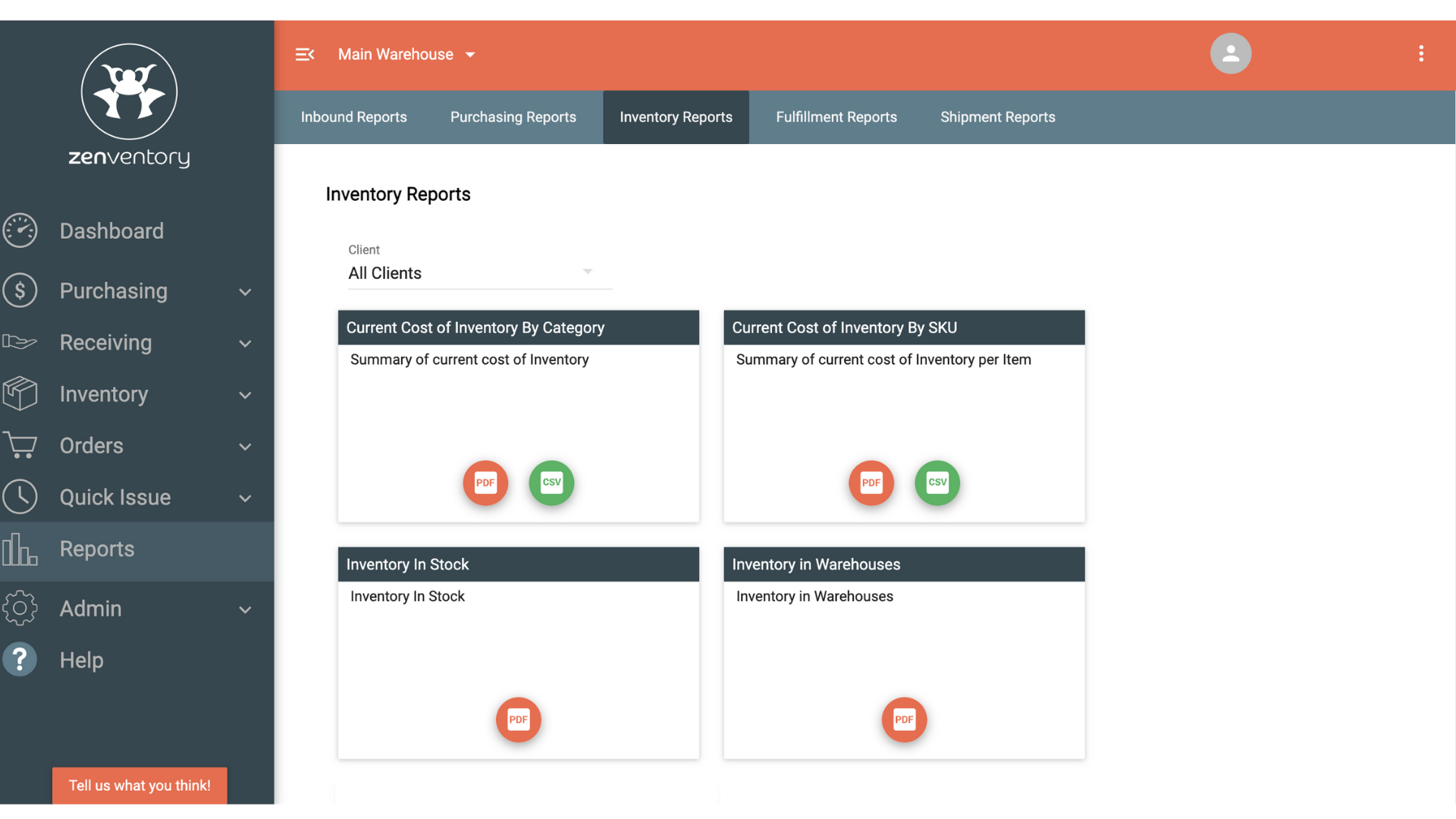 Inventory Reports Screenshot Inventory Reports Screenshot