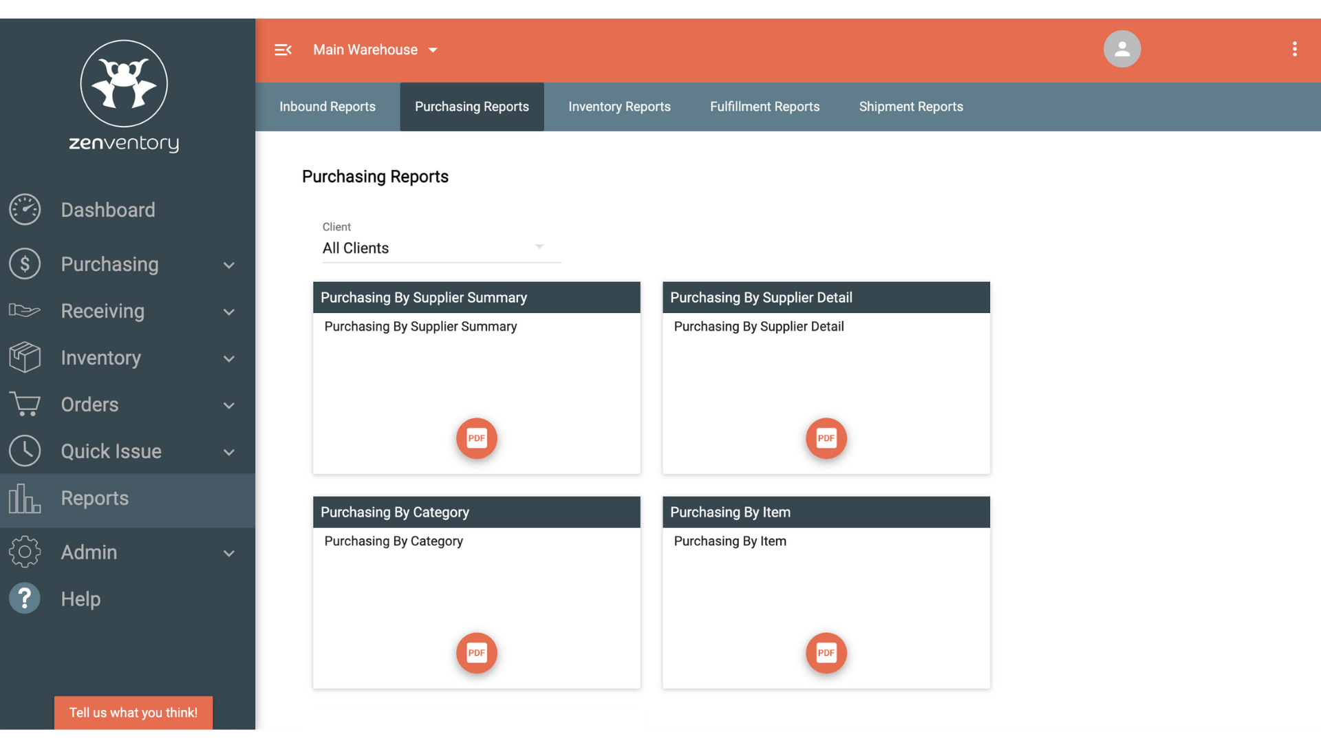 Purchasing Reports Screenshot Purchasing Reports Screenshot
