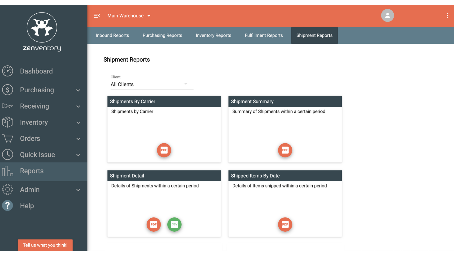 Shipment Reports Screenshot Shipment Reports Screenshot