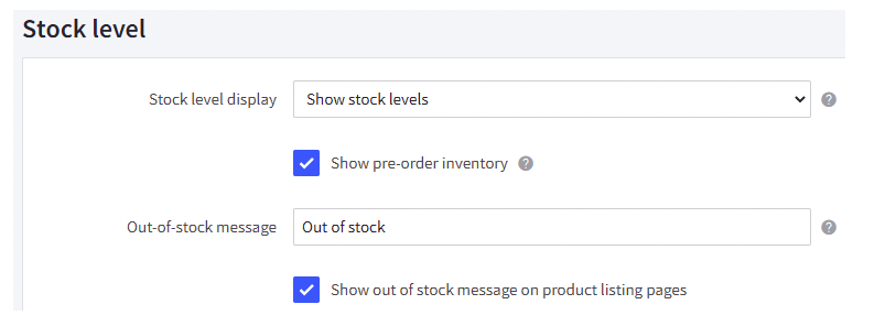 BigCommerce Inventory Stock Levels